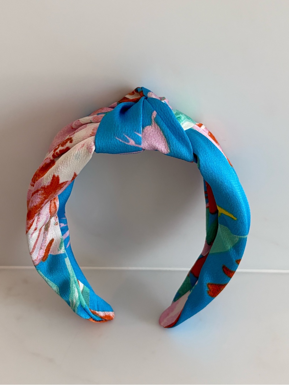 Floral Knot Headband in Bright Blue